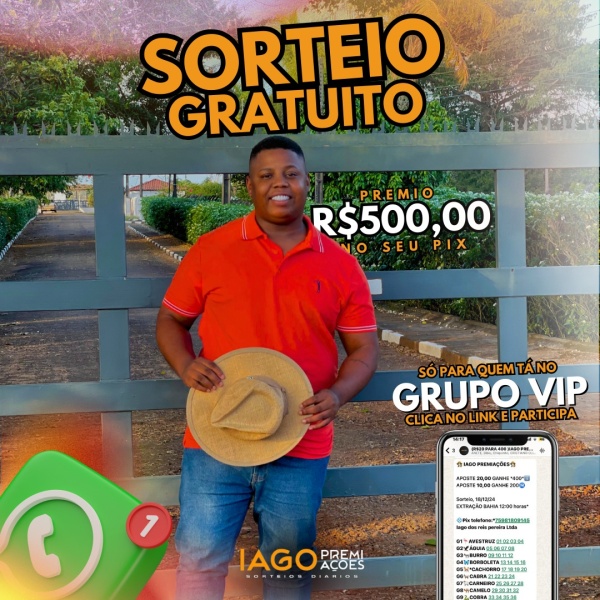 SORTEIO TOTALMENTE GRÁTIS VALENDO 500 REAIS 